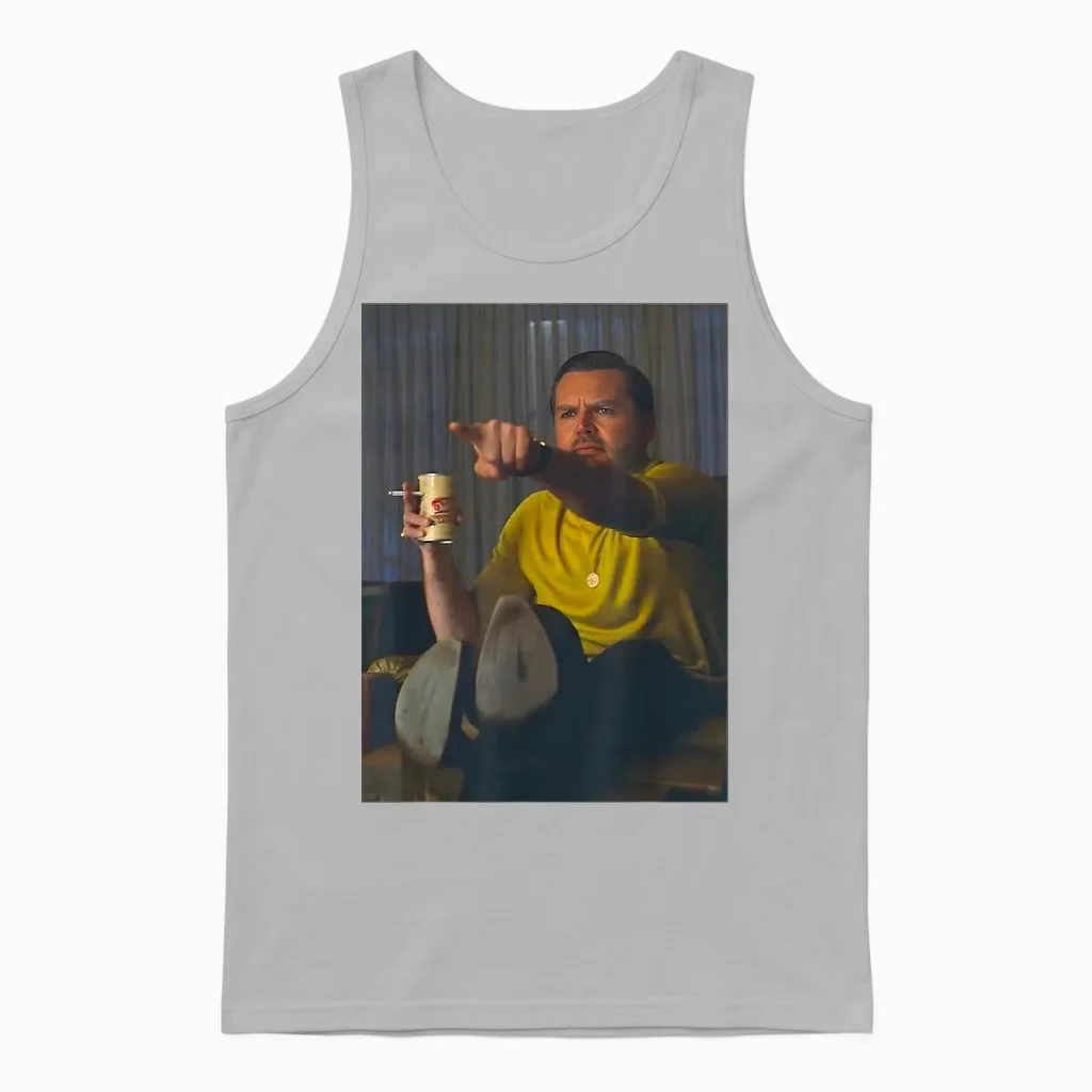 Funny Political Meme of Jd Vance Smoking and Pointing Finger Jd Vance Unisex Tank Top in Ash