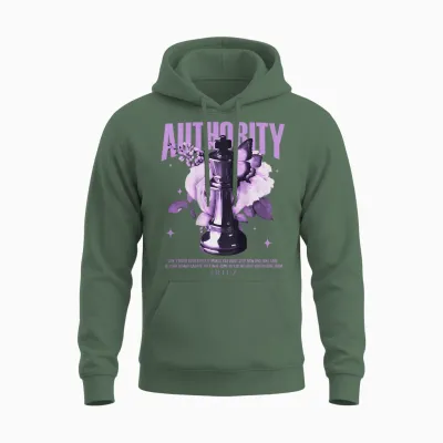 Modern Hip Hop Vintage Graffiti Urban Backprint Streetwear T-Shirt, Black Unisex Hoodie - Military Green