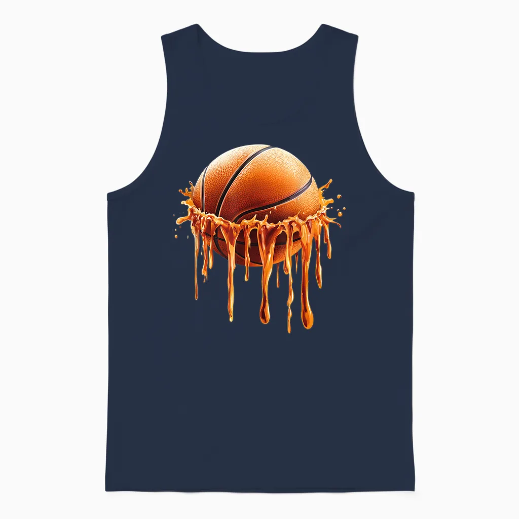 Basketball Drip Graphic Unisex Tank Top in Navy