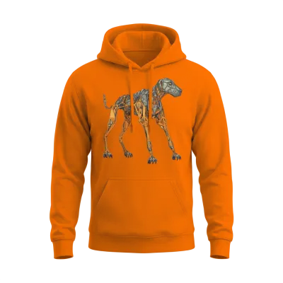 Doberman Cyborg Dog in Orange Unisex Hoodie - Safety Orange