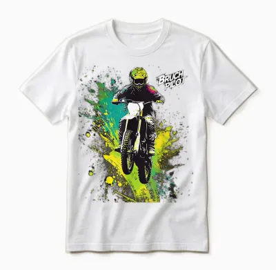 Bruchpilot Dirt Bike Farbiges Motocross Motorrad Für Jungen Unisex T-Shirt - White