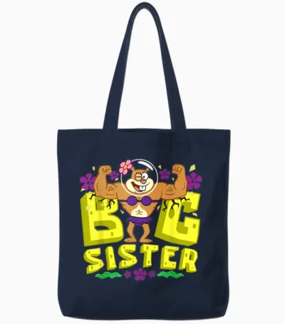 Mademark X Spongebob Squarepants - Spongebob Squarepants Big Sister Strong Sister Women Girls Tote Bags - Navy
