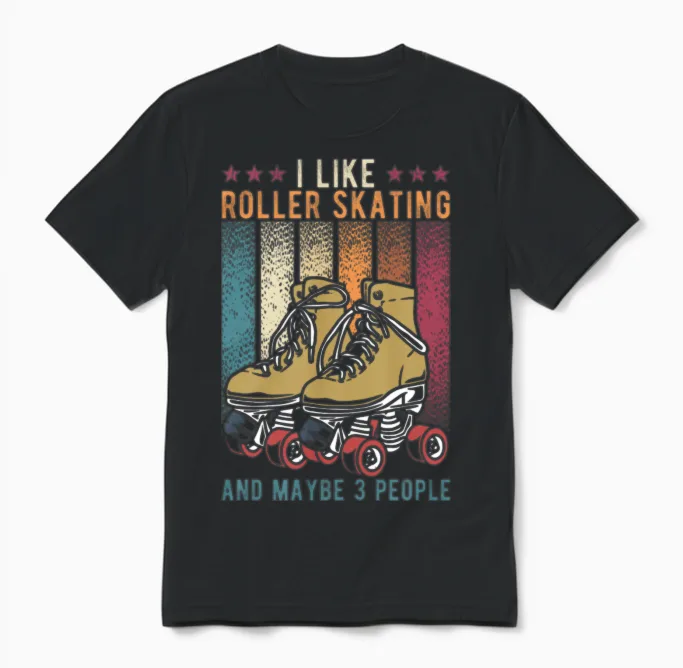 Rollerskating Retro Unisex T-Shirt in Black