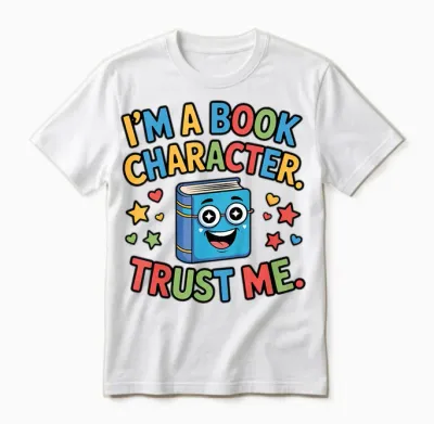 I'm a Book Character Costumes for Kids Storybook Character Unisex T-Shirt - White