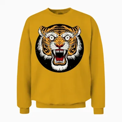 Old School Tiger Face Vintage Retro Graphic Unisex Sweatshirt - Gold