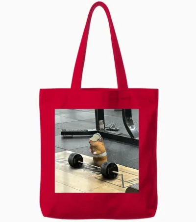 Hamster Deadlift Training Weightlifting Funny Hamster Tote Bags - Red