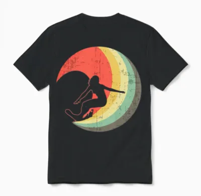 Surfer Girl Vintage Surfing Wave Gift Idea Unisex T-Shirt - Black