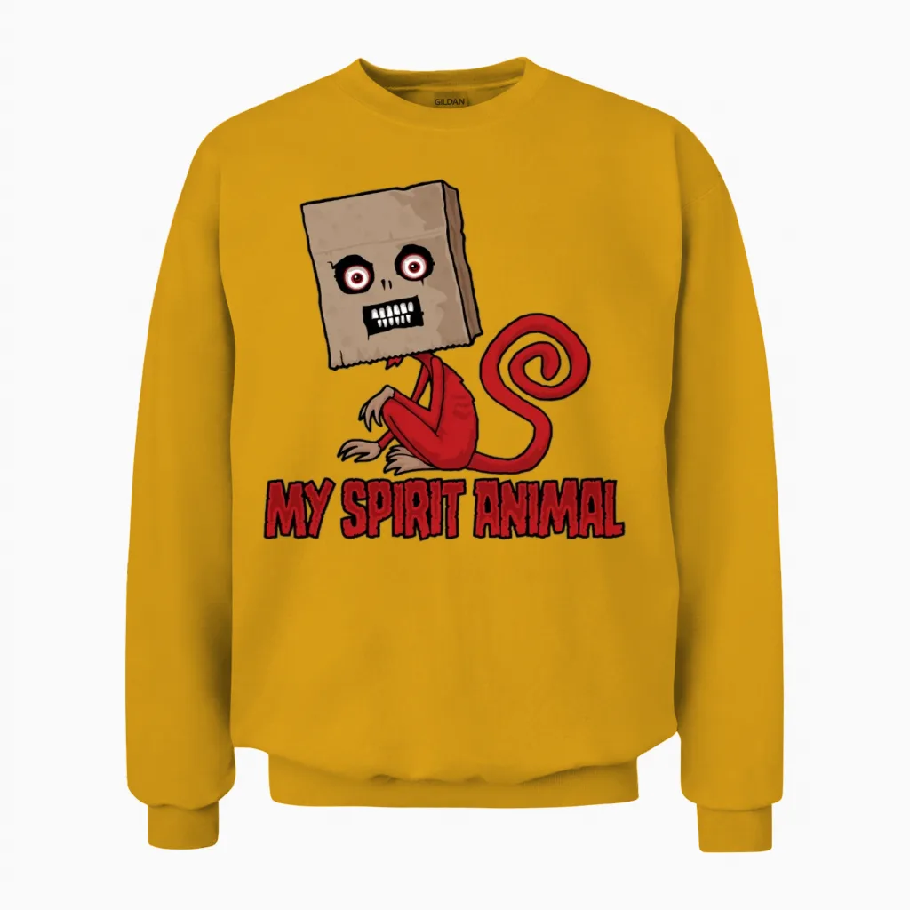 Maniacal Masked Monkey Spirit Animal Unisex Sweatshirt in Gold
