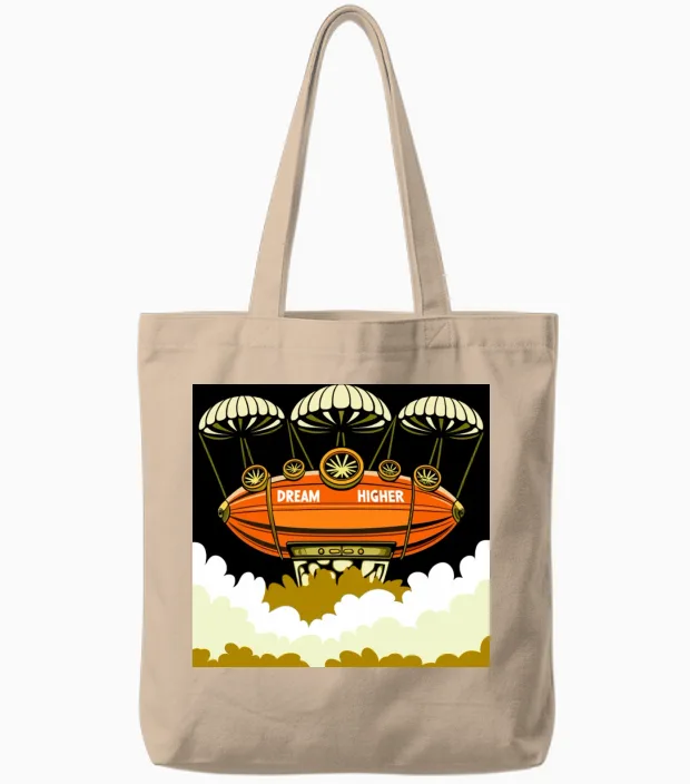 Dream Higher Airship Tote Bags in Natural
