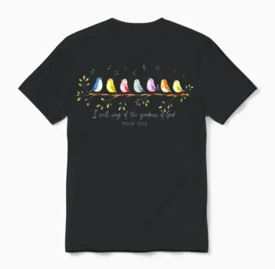 I Will Sing of the Goodness of God Psalm 89 1 Cute Bird Unisex T-Shirt - Black