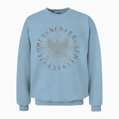 Helm of Awe Eagle Moon Phase Unisex Sweatshirt - Light Blue