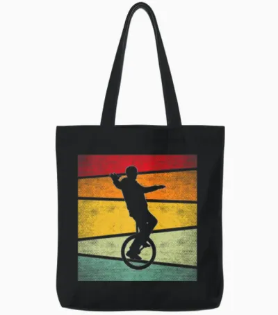 Unicycle Retro Tote Bags - Black
