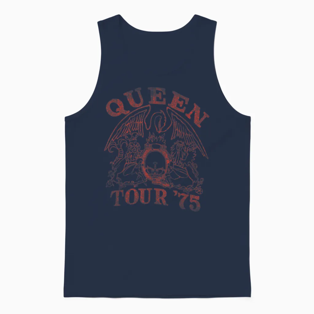 Official Tour Queen 75 T-Shirt, Black, S Unisex Tank Top in Navy