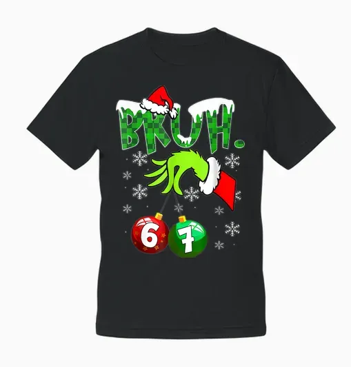 Funny Meme Bruh 6-7 Matching Family Christmas Six Seven Unisex T-Shirt - Black