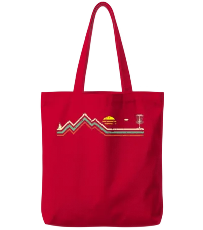 Unique Retro Disc Golf Lover Gift T Shirt | Frisbe Tote Bags - Red