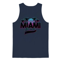 Retro Miami Beach Sunset Palm Trees Unisex Tank Top - Navy – 1