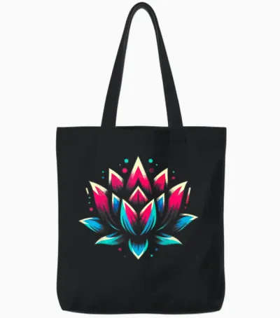 Symbole De Fleur De Lotus Cool Dans Le Style Artistique Graffiti Homme Femme Tote Bags - Black