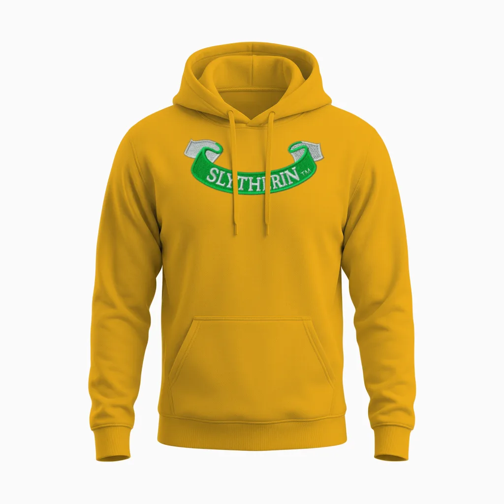 Harry Potter Slytherin Banner Embroidery Design Unisex Hoodie in Gold