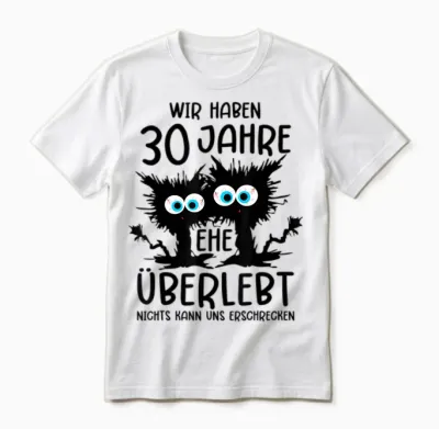 30 Years Married Pearl Wedding Anniversary T-Shirt, Gray Unisex T-Shirt - White