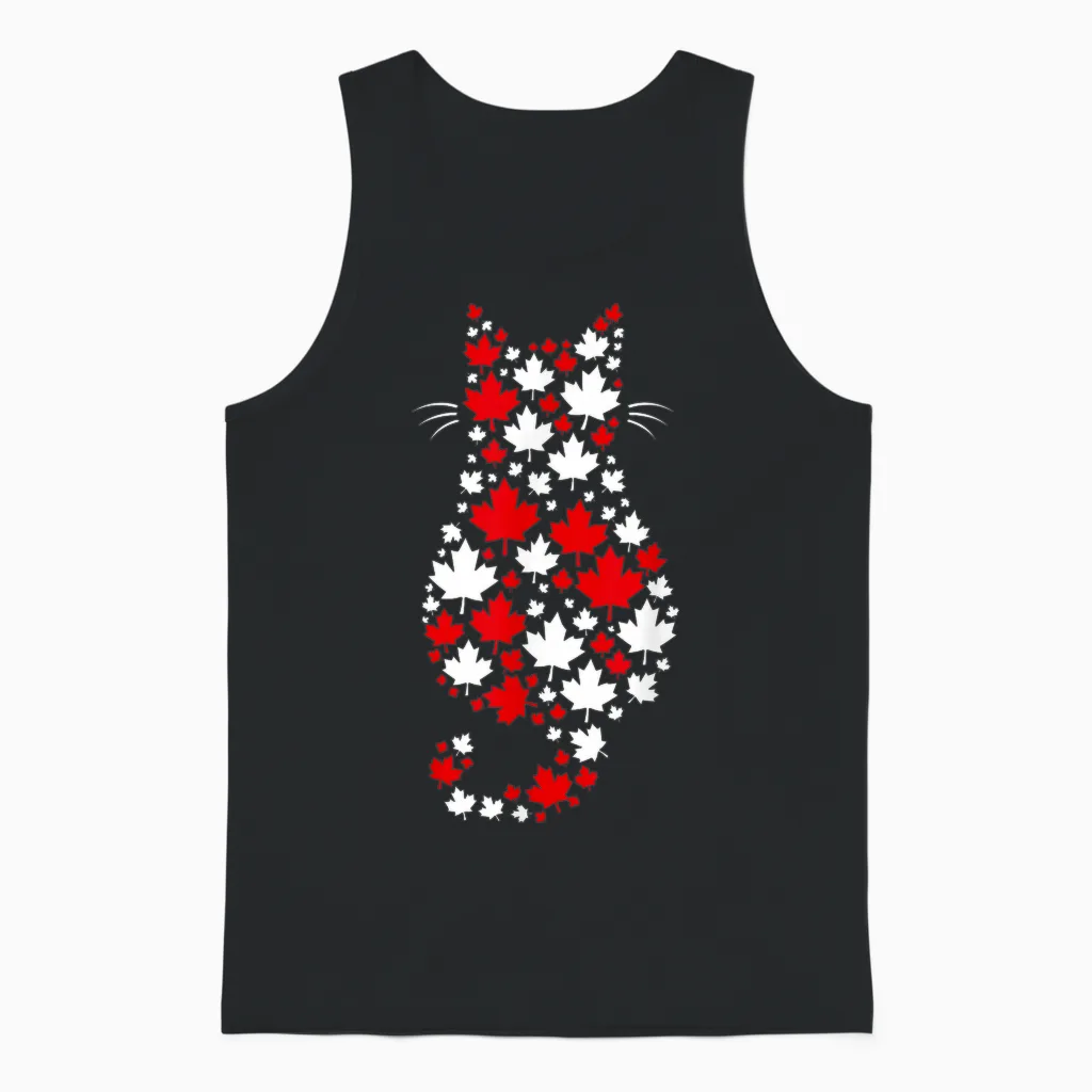 Chat Fête Du Canada Drapeau Canadien Drôle Canada Unisex Tank Top in Black