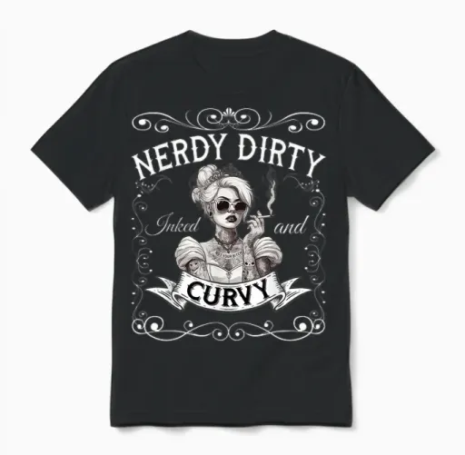 Princess Tattooed and Curvy T-Shirt, Black Unisex T-Shirt in Black