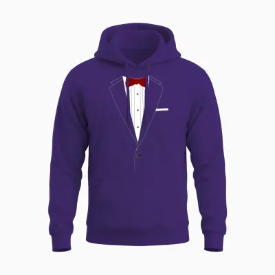 Tuxedo Red Bowtie Unisex Hoodie - Purple