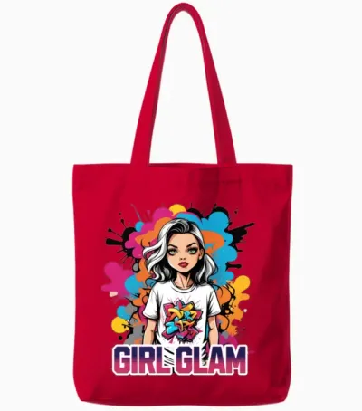 'girl Glam' Graffiti Girl Gd Tote Bags - Red