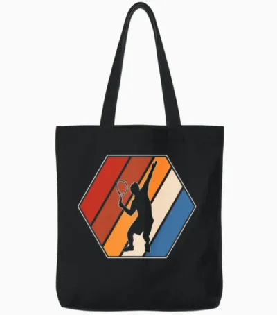 Tennis Retro Tote Bags - Black