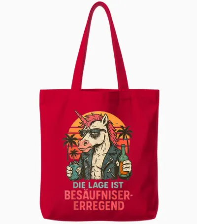 Lustige Party Gadgets Die Lage Ist Besäufniserregend Einhorn Tote Bags - Red