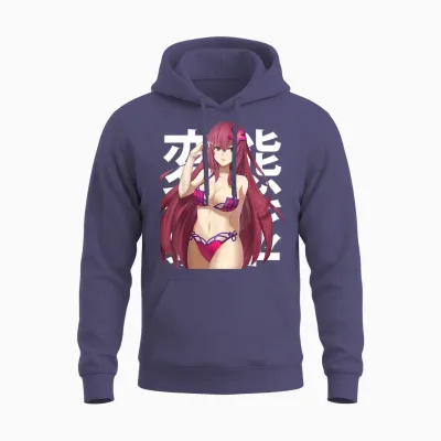 Anime Cute Girl Lewd Waifu Summer Otaku Japonais Unisex Hoodie - Heather Sport Dark Navy