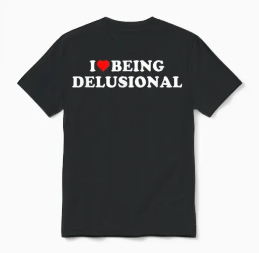 I Love Being Delusional Shirt - I Heart Being Delusional Unisex T-Shirt in Black