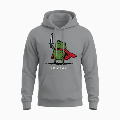 Huzzah Frog Knight Funny Sword Meme Quote Unisex Hoodie - Sport Grey