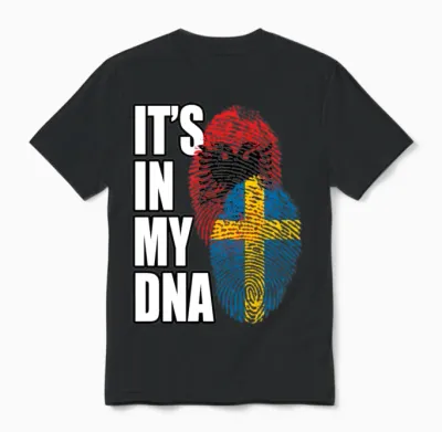 Albanian and Swedish Mix Heritage Dna Unisex T-Shirt - Black