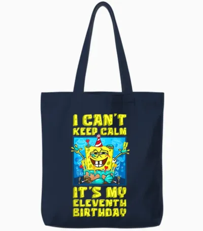 Mademark X Spongebob Squarepants - I Can't Keep Calm Its My Eleventh Birthday 11th Birthday Boy Tote Bags - Navy