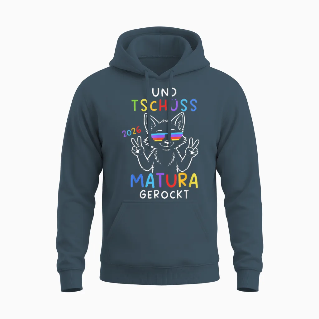 Und Tschüss Matura Gerockt Fuchs 2026 Abschluss Matura Unisex Hoodie in Dark Heather