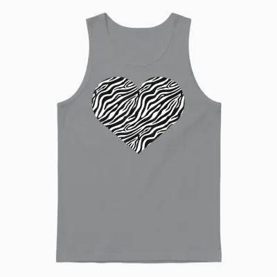 Zebra Heart Pattern Funny Graphic Unisex Tank Top - Sport Grey