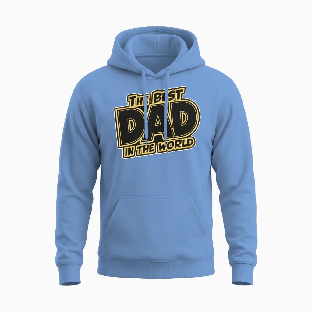 Father's Day the Best Dad in the World Unisex Hoodie in Carolina Blue