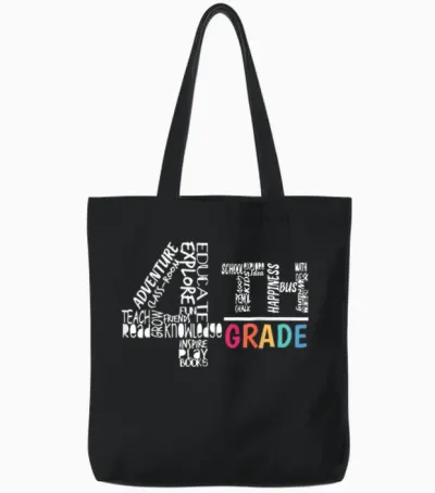 Funny Fourth Grade Tee Shirt Students of 4th Grade Boy Tote Bags - Black