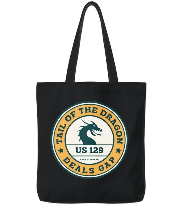 Tail of the Dragon Deals Gap Motorcycle Road Tote Bags - Black