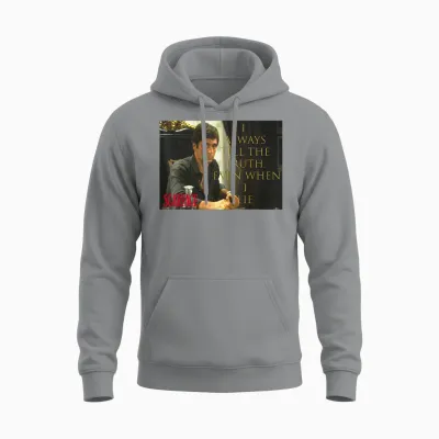 Scarface Tony Montana I Always Tell the Truth T-Shirt, Black, S Unisex Hoodie - Sport Grey