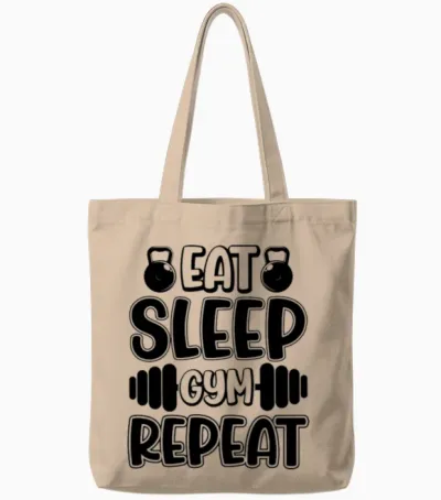 Eat Sleep Gym Repeat Tote Bags - Natural