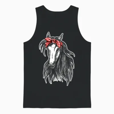 Horse Wearing Bandana Unisex Tank Top - Black