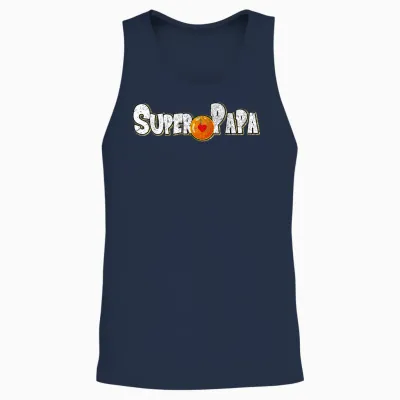 Super Papa for Papa Cool and Geek Fan of Anime and Manga T-Shirt, Black, S Unisex Tank Top - Navy