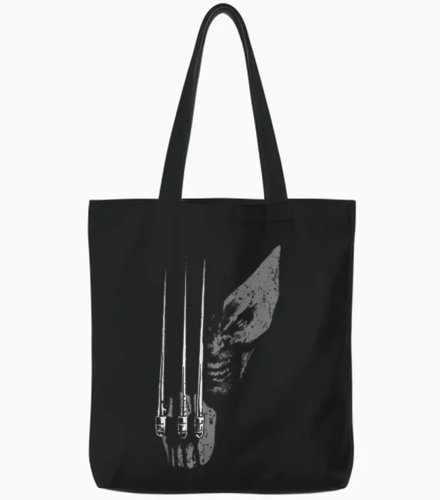 Marvel X-Men Wolverine Wild Side Distressed Face Shot Tote Bags in Black