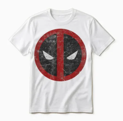 Marvel Comics Retro Classic Deadpool Mask Distressed Icon Unisex T-Shirt - White