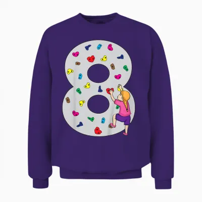 8.geburtstag Party Klettern Bouldern Kinder Geburtstag Girl Unisex Sweatshirt - Purple