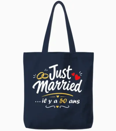 Just Married Humour Couple Anniversaire 50 Ans De Mariage Tote Bags - Navy