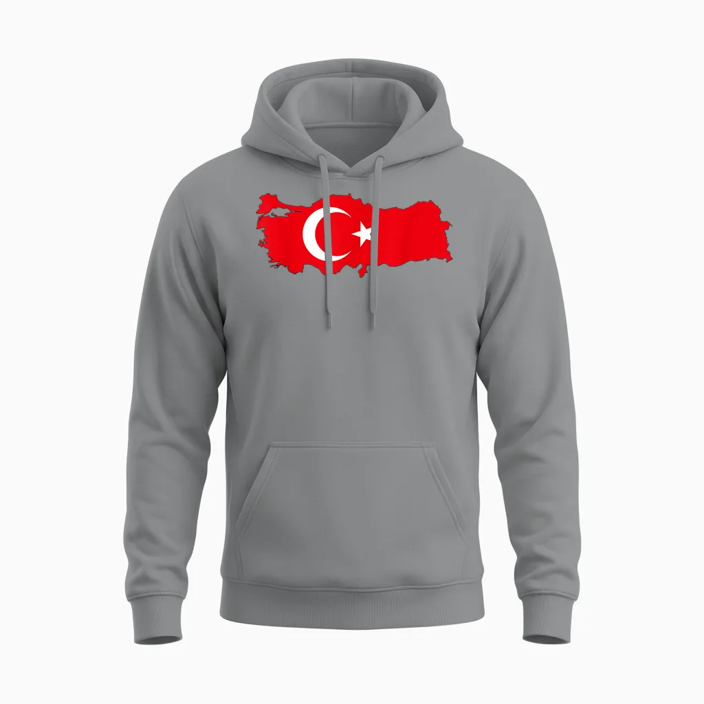 Türkei Flagge Türk Bayragi Herren Türkei Kinder Türkiye Unisex Hoodie in Sport Grey