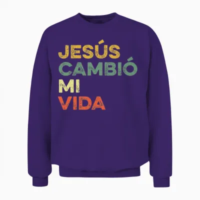 Jesus Cambio Mi Vida Hispanic God Believer Spanish Unisex Sweatshirt - Purple