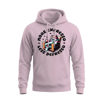 More Expresso Less Depresso Unisex Hoodie - Light Pink